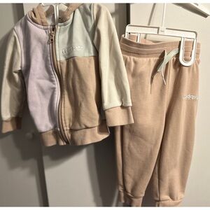 Adidas Beige and Cream Tracksuit Set